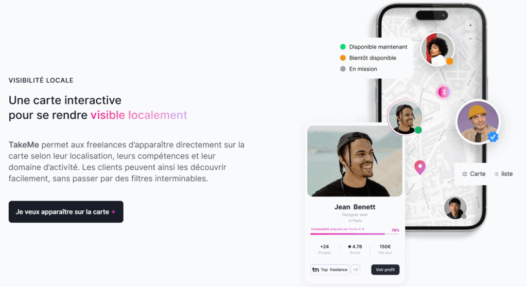 Système de carte interactive de l'application Take-me