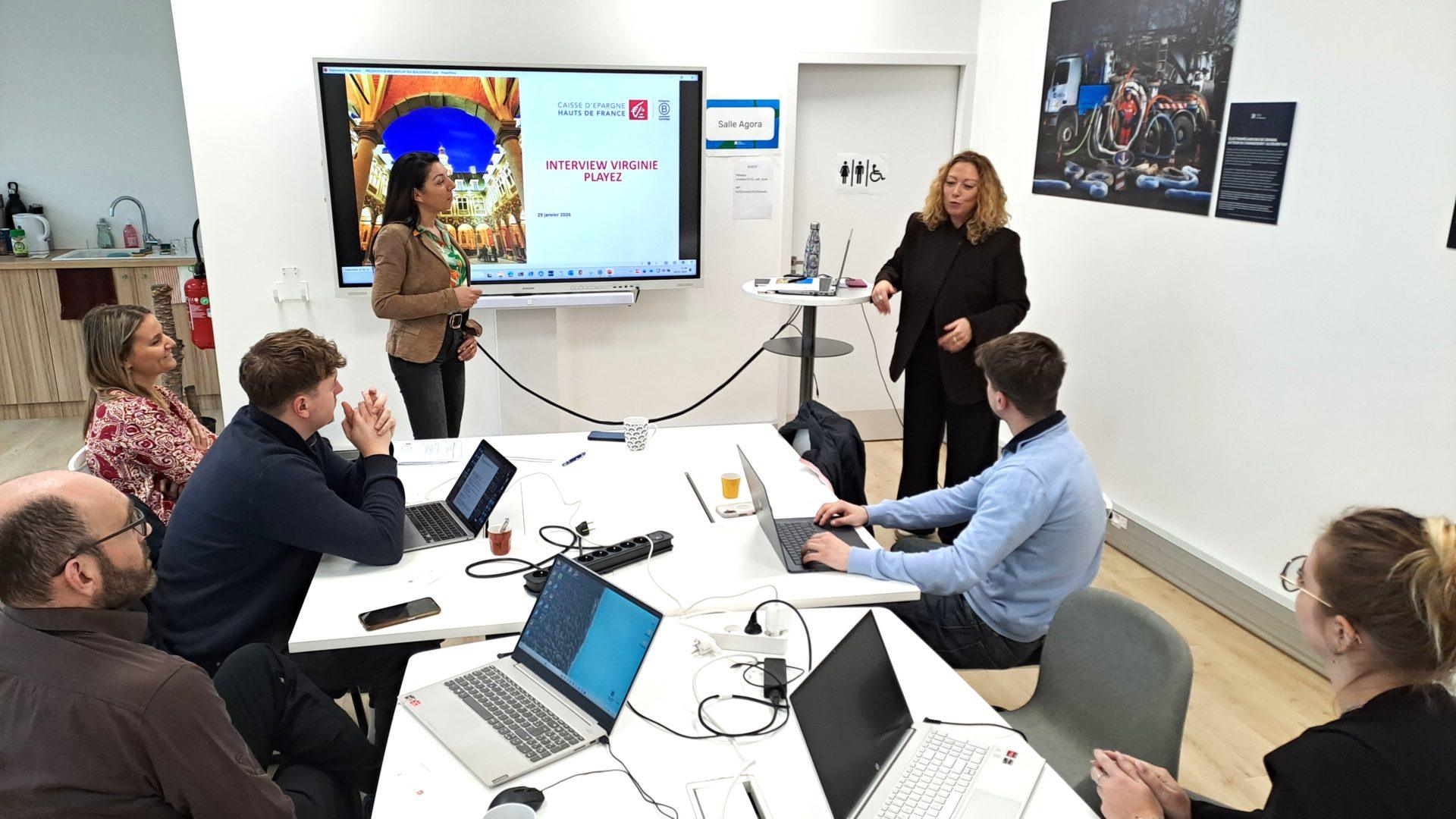 Magalie Ruchon et Virginie Playez lors de l'atelier "je parle à mon banquier" à l'incubateur HEA Baudimont